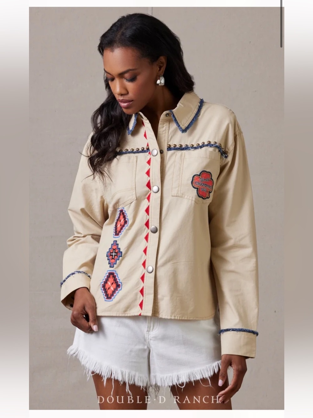 Double D Ranch Eye Dazzler Jacket Embroidered Studded Horse Print Sz S